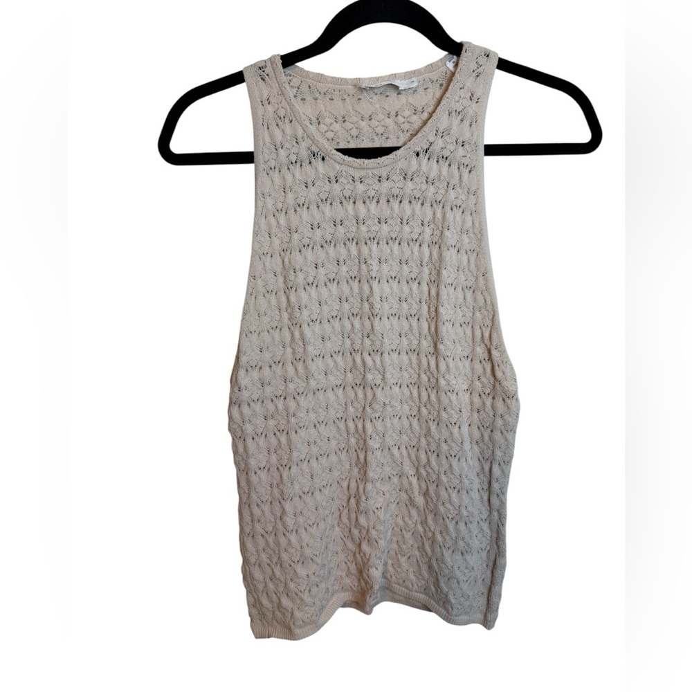 A.L.C Cream Pointelle Knit Sweater Tank
